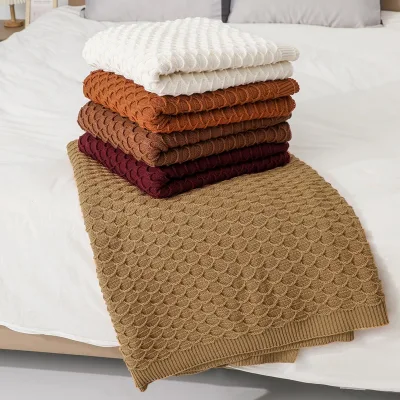 Wholesale Camping Blanket for Bed Cheap Office Nap Blanket for Living Room Sofas Fluffy Winter Knitted Blanket Gift Set