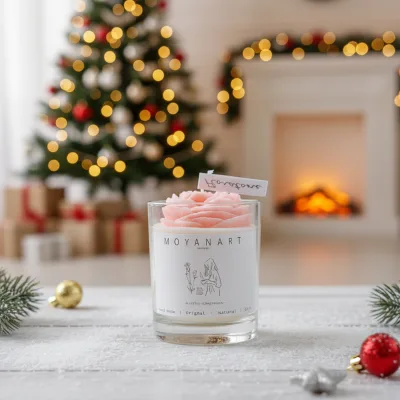 Valentine's Day Halloween Graduation Smokeless Good Luck Pink Rose Scented Eco-Friendly Aromatherapy Candle Wedding Christmas