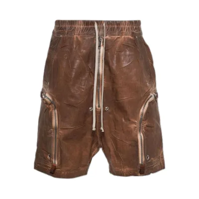 YIJIA Men Clothing Cotton Shorts Zipper Pockets Custom Drawstring Cotton Wax Coated Elastic Waist Washed Effect Men's Shorts