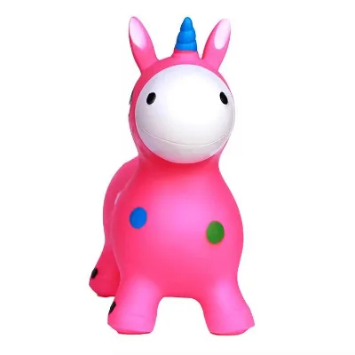 Direct Sales Custom logo Pink Unicorn Toy Pvc Jumping Animal for Indoors and Outdoors