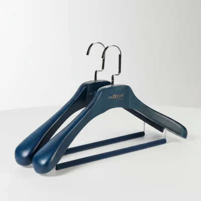 Wholesale Fashion Coat Pant & Skirt Hangers, Wide Shoulder Vintage Luxury Suit Hangers with Velvet Rod, Custom Logo Available