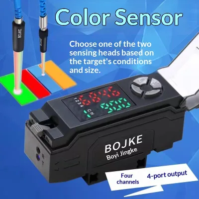 RGB Color Mark Sensor BS Series Optical Switch Four Color Detection PNP/NPN Output DC 12-24V 200s Response Time 4-way Output