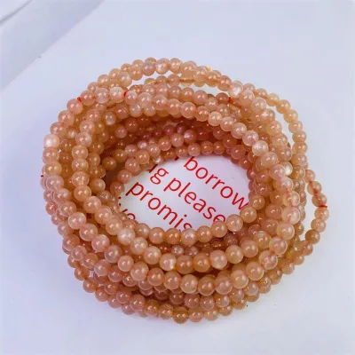 Hot sale high quality natural mini round beads gemstone bangle orange moonstone crystal bracelet for gifts
