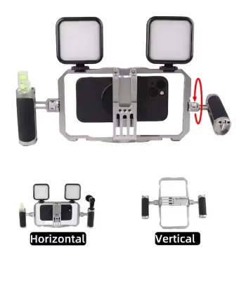 Universal Aluminum Alloy Handheld Phone Multifunctional Video Rig with Dual Anti-shake Stabilizer for Live Streaming Photography