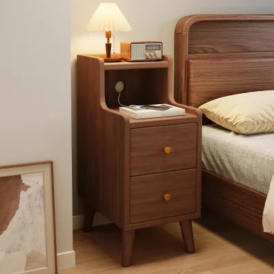 Customized Modern Solid Wood Nightstand Waterproof End Table Moisture-Proof Household Storage Cabinet Drawer for Bedroom