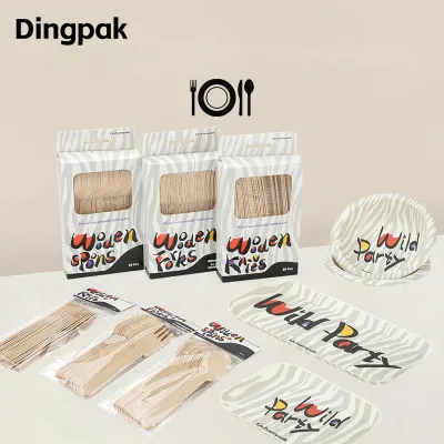 Dingpak Modern Eco-Friendly Disposable Wooden Cutlery Free Sample Wood Spoon Forks for Food Serving