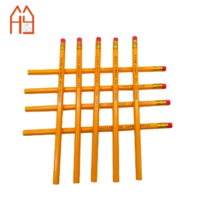Promotional Painted Wooden Pencils 7.5" Durable HB Core with Rubber Eraser OEM Logo Printing Service