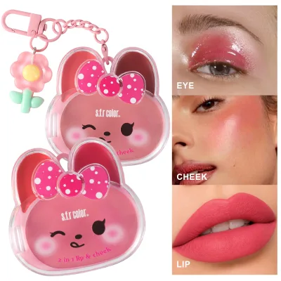 Bunny Glow Bunny Shaped 2-in-1 Lip Cheek Tint, Long Lasting Portable Cream Blush, Viral Kawaii Rabbit Makeup for All Skin Tones