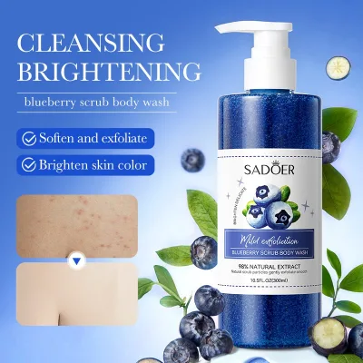 Full English Fruit Body Wash Gel 300ml Kiwi Body Scrub Exfoliating & Hydrating Cross-Border Foreign Trade Wholesale