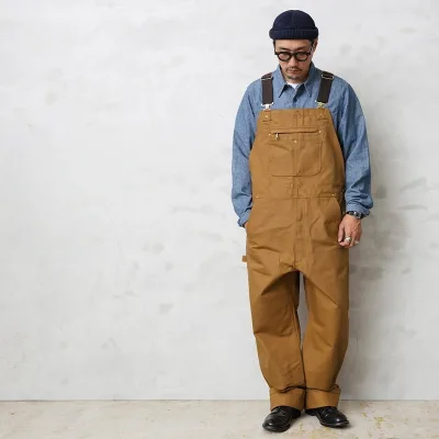 2025 Custom Double Knee Duck Embroidered Organza Bib Overalls Mens Black Workwear Breathable Woven Outdoor Casual R01 Vtg Pants
