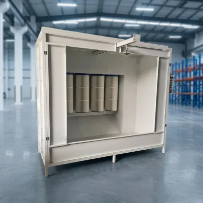 Slide Rail Powder Spray Booth Engine Motor PLC Controlled Spraying Cabin Customized Dimensions Painting Equipment