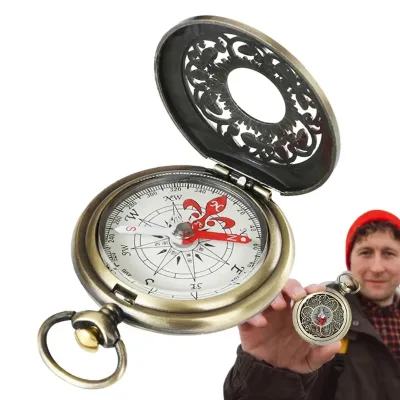 Vintage Small Brass Nautical Compass for Camping Hiking and Map Reading Rustic Vintage Decor Pocket with Pointer Dial Display