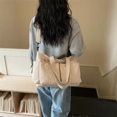 2026 Spring/Summer New Arrival Trendy Large-Capacity Shoulder Bag Korean-Style Oversized Crossbody Bag Nylon Zipper