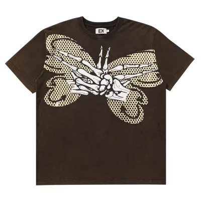 High Street Hip-Hop Men's T-Shirts Butterfly Pattern Logo Printed Regular Fit Men's T-Shirts