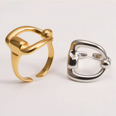 High-quality cross-border stainless steel open-top ring with a trendy European and American style, exuding a sense of
