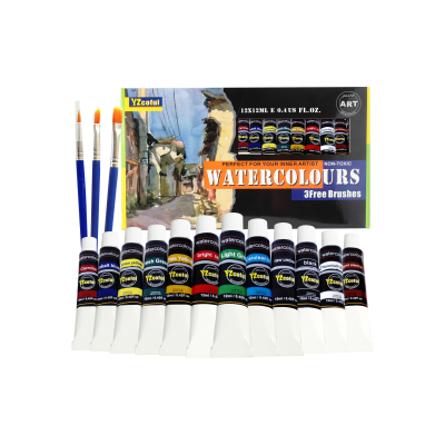 Wholesale Non-Tox Watercolor Paint 12ml Water-Based Watercolor Panting Colour for Kid Art Drawing