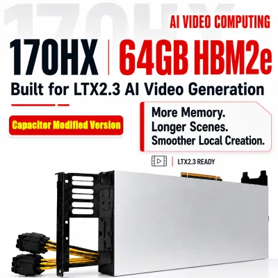 Good Price Used GPU CMP 170HX 8GB 64gb 170HX PCIe 2.0 Module With Mod Capacitor up to 16X Unlock 64GB Storage Capacity