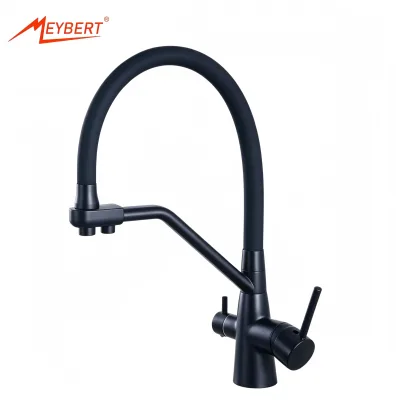 Modern Dual-Handle Chrome Kitchen & Bathroom Faucet-360 Rotation Flexible Deck Mounted Brass Core with Ceramic Valve Core