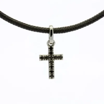 Oem High Quality Silver Cross Pendant With Zirconia Black Plating Sterling Silver 925 Jewellery