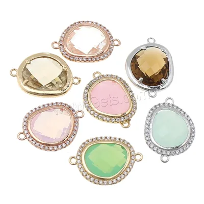 22x16x6.5mm Micro Pave CZ Brass Connector Charms Faceted Crystal Bezel Jewelry Components Accessories