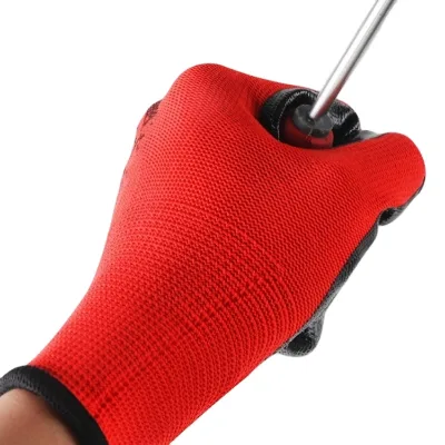 13G Polyester Nylon Knitted Nitrile Latex Plam Dipped Machinist Protection Safety Work Glove HPPE Chemical Resistant for Labors