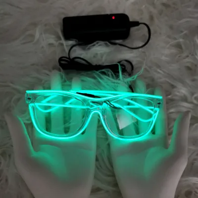 LED Rainbow Rave Glasses Light up Glowing Flashing EL Wire Wrapped Diffraction Glasses