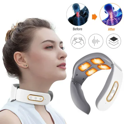 2024 New Neck Massage 4D Electric Smart EMS Heating Function Vibration Pulse Infrared Physiotherapy Neck Pain Massage