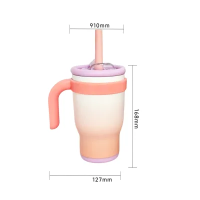 Custom 14oz Stainless Steel Thermos Cute Summer Keep Cold Student Outdoor Car Cup Cute Children's Water Bottle with Straw