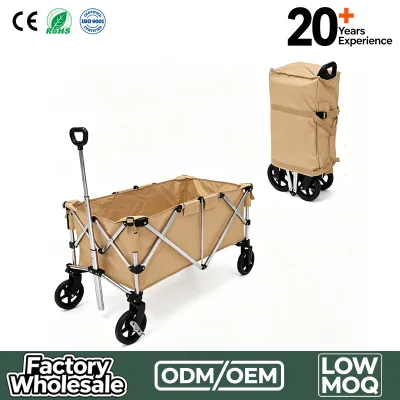 Space Saving Foldable Camping Wagon Easy Storage Aluminum Alloy Camping Cart for Outdoor Camping