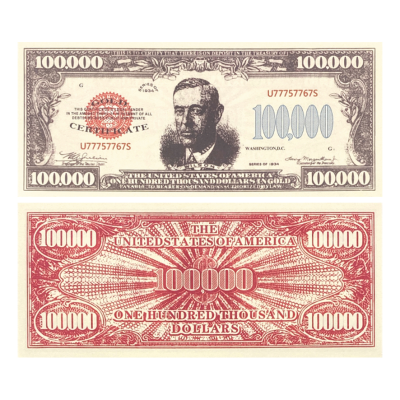 Collectibles Business Gifts 1934 Wilson 100,000 USD Banknote US One Hundred Thousand Commemorative Paper Money