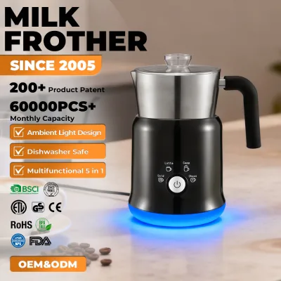 Large Capacity 700ml Plastic Milk Frother Professional Automatic BPA Free 5-in-1 Coffee Maker for Latte & Cappuccino Household