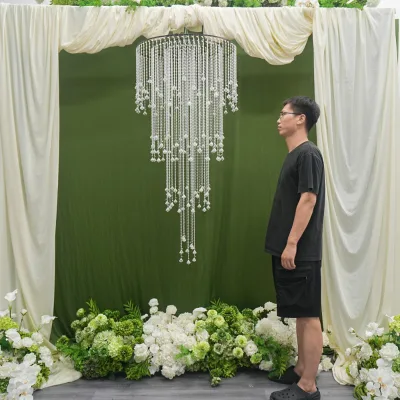 Romantic Cascading Diamond Acrylic Bead Strand 1.5m Hanging Ornament Wedding Hall Ceiling Hanging Decor Prop for Rental Business