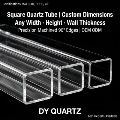 DY Custom Purity Quartz Glass Square Tube Industrial Rectangular Tube Square Cylinder Transparent Optical Glass Square Pipe