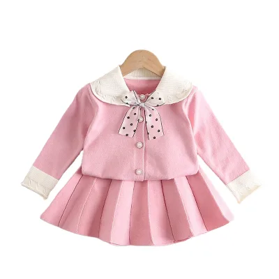 Girls Fall New Style Baby Girl Knitted Cardigan Sweater Skirt Two-Piece Set Girls' Sweaters Sweater Dress Set