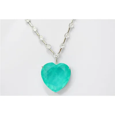 18k Gold Plated fusion Paraiba Crystal Gemstone Necklace Jewelry for Women