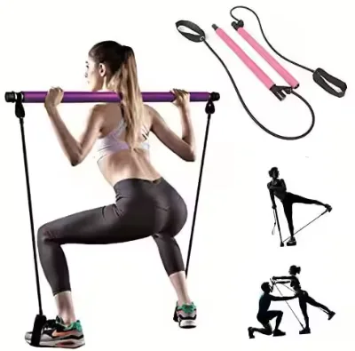 Portable Home Gym Fitness Pilates Bar Set with Resistance Band Pilates Accessories