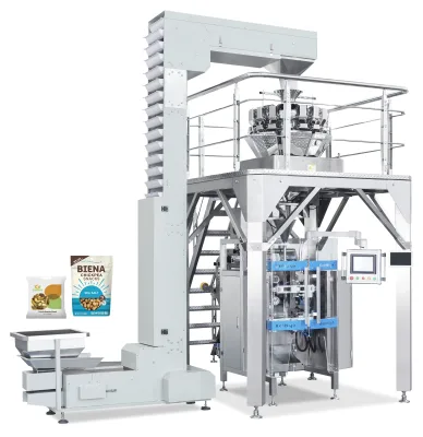 High-Speed VFFS Packing Machine with Labeling for Food Items Paper Bags/Pouches French Fries Chocolate Dried Fruit Pasta Snacks