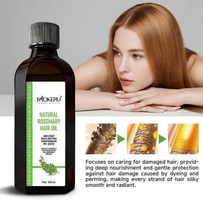 MOKERU Natural Rosemary & Castor Hair Oil, Strengthening & Nourishing Scalp Serum for Hair Growth