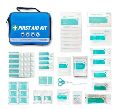 Family Vehicle First Aid Kit, Portable Polyester Handheld First Aid Bag Complete Wound Care Supplies