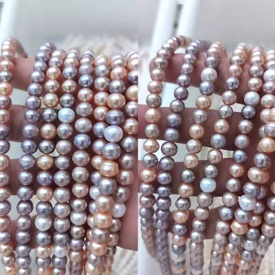 CH-LHN1381 Top Quality Natural Pearl Beads Wholesale Natural Greg/White Pearl Strand Round Shaped Beads Jewelry Pearl Beads