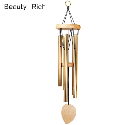 Wind Chimes Outdoor 24" Wind Chime Sympathy Wind Chime with 5 Golden-Colored Aluminum Tubes Tuned Soothing Musical Bell Sounds