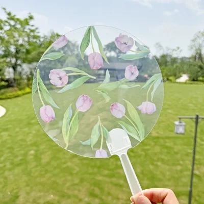 Chinese Personalised Wedding Guest Handfan Custom Printed Logo PP Hand Holding Fan for Women