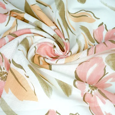 2025 Organic Natural New Popular Pattern Skin Friendly Pink Flower Linen Fabric for Dress