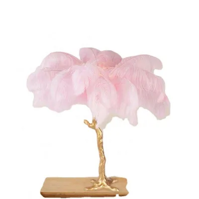 Feather Floor Lamp Living Room Bedroom Copper Color Light Luxury Ins Style Minimalist Table Lamp Nordic Decoration Light