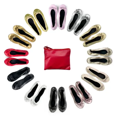 2025 New Coming Hot Selling Night Club Gold Flat Dance Shoes Ballerina Folding Shoes Pumps Disposable Ballet Shoes