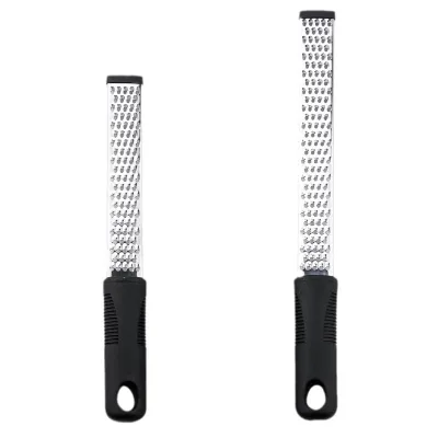 Stainless Steel Kitchen Cheese Grater Set Plastic Cover Ergonomic Soft Black Handle