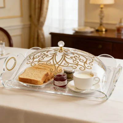 Restaurant Hotel Supplies Custom Acrylic Serving Tray Cover for Kitchen Accessories YM Model Laser Engraving Yaoming Brand CN