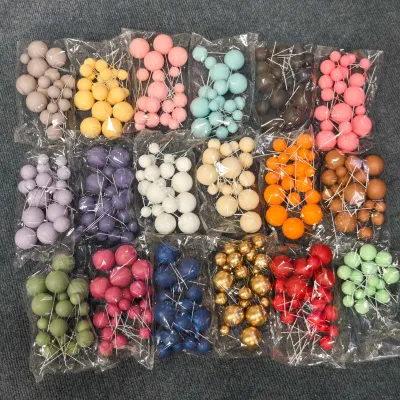 20 Mixed Bags of Artificial Foam Balls 2/2.5/3/4cm Colorful Matte Happy Birthday Cake Plug-in Decorative Balls.