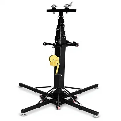 Manual Telescopic Lighting Stand Heavy Duty Iron Mast with Winch 4 Section for Stage Lighting Equipment Made China No Warranty