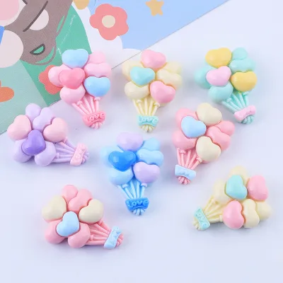 Hot Selling Pastel Heart Balloon Flatback Resin Cabochons Embellishments for Phone Case Scrapbooking Jewelry Making DIY